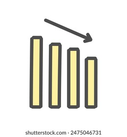 Bar graph right shoulder falling illustration