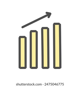 Bar graph rising right illustration