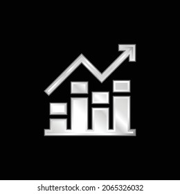 Bar Graph silver plated metallic icon