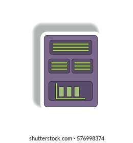 bar graph statistic report Vector illustration in paper sticker style of column chart on blank