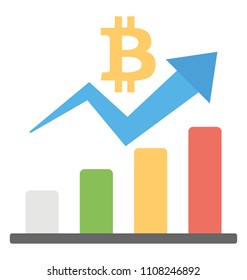 
Bar graph of a Stock exchange arrowing bitcoin in upward direction is best display of bitcoin stock exchange icon
