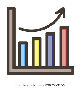 Bar Graph Thick Line Filled Colors For Personal And Commercial Use.
