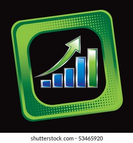 bar graph tilted green web icon