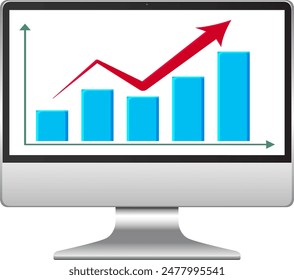 Gráfico de barras con tendencia ascendente en el monitor