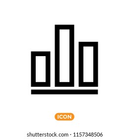 Bar Graph Vector Icon. Finance and Retail related Flat Outline Style Symbol