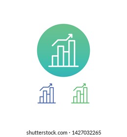 Bar Graph Vector Illustration, outline sign with colorful gradient