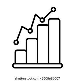 Bar Graph Vector Line Icon Design