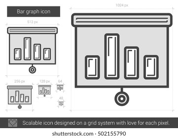 Bar graph vector line icon isolated on white background. Bar graph line icon for infographic, website or app. Scalable icon designed on a grid system.
