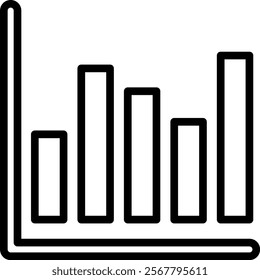 Bar Graph Vector Lineal Icon On White Background.