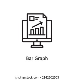 Bar Graph vector Outline Icon Design illustration. Educational Technology Symbol on White background EPS 10 File