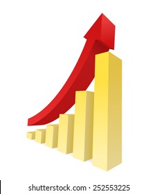 Bar graph vector showing an upward trend. Business growth and financial report graphic.  