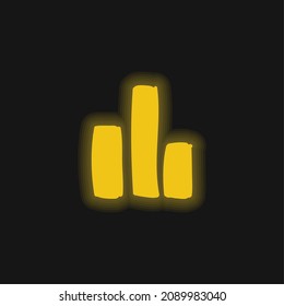 Bar Graph yellow glowing neon icon