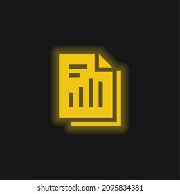 Bar Graph yellow glowing neon icon