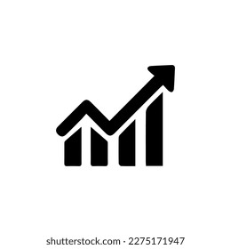 Bar graphic icon black. Perfect Black pictogram illustration. Business chart with arrow. Growths chart collection. Profit growing sumbol. Progress bar. Bar diagram. Chart Increase.