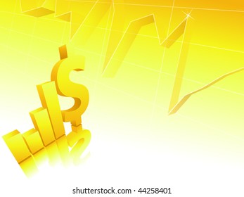 bar graphs with dollar sign and diagram. Eps10
