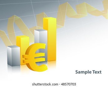 bar graphs with euro sign and diagram. Eps10