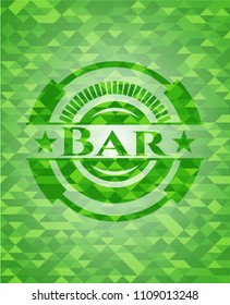 Bar green emblem. Mosaic background