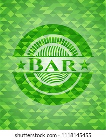 Bar green emblem. Mosaic background