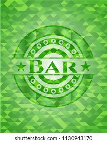 Bar green emblem. Mosaic background