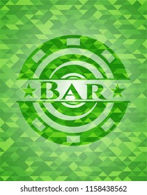 Bar green emblem with mosaic background