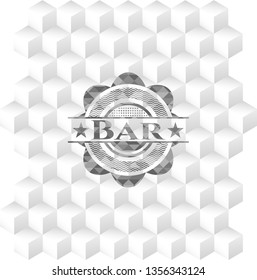 Bar grey emblem with geometric cube white background