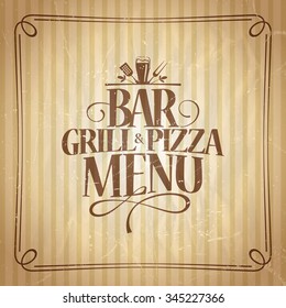 Bar Grill And Pizza Menu Template.