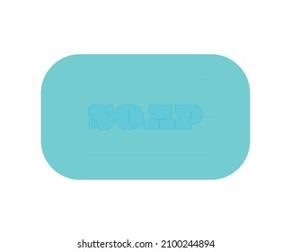 Ilustración vectorial de jabón de mano con barra. Barra verde azul del icono del jabón. vista superior plana. 