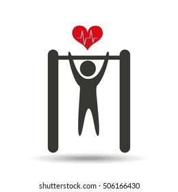 bar hanging athlete silhouette heart vector illustration
