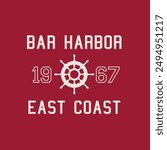 Bar Harbor USA Nautical Varsity Vector Graphic