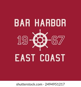 Bar Harbor USA Nautical Varsity Vector Graphic