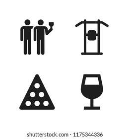 bar icon. 4 bar vector icons set. drinking, wine glass and billiard icons for web and design about bar theme