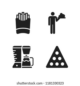 bar icon. 4 bar vector icons set. waiter, french fries and billiard icons for web and design about bar theme