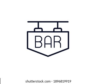 Bar icon. Bar black line sign. Premium quality graphic design pictogram. Outline symbol icon for web design, website and mobile app on white background. Monochrome icon of bar 