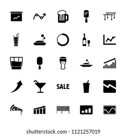 Bar icon. collection of 25 bar filled icons such as cocktail, soap, drink, ice cream on stick, soda, loading, wine glass and bottle. editable bar icons for web and mobile.