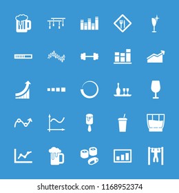 Bar icon. collection of 25 bar filled icons such as cocktail, loading, chart, wine bottle and glass, restaurant, drink, sushi, graph. editable bar icons for web and mobile.