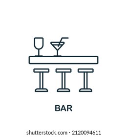 Bar icon. Line element from restaurant collection. Linear Bar icon sign for web design, infographics and more.