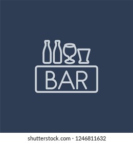 Bar icon. Bar linear design concept from Drinks collection. Simple element vector illustration on dark blue background.