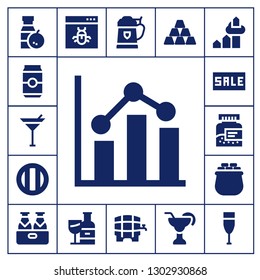  bar icon set. 17 filled bar icons.  Simple modern icons about  - Juice, Can, Martini, Analytics, Soda, Sale, Bottle, Gold, Beer, Browser, Wine bottle, Ingot, Cocktail, Chart
