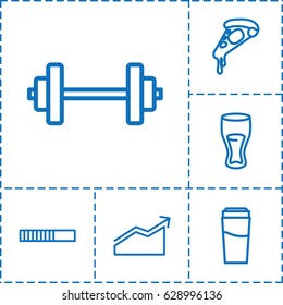 Bar icon. set of 6 bar outline icons such as drink, pizza, chart, loading