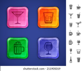Conjunto de iconos de la barra. Iconos de bebidas y bebidas para el bar o sitio web o aplicación de pub. Ilustración del vector