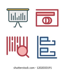 bar icon set. vector set about bar chart, barcode and diners club icons set.