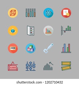 bar icon set. vector set about abacus, gold ingots, bottle opener and menu icons set.