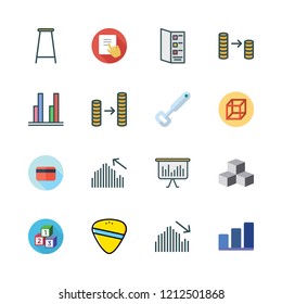 bar icon set. vector set about cube, bar chart, tap and cubes icons set.