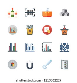 bar icon set. vector set about bottle opener, tap, cubes and cube icons set.