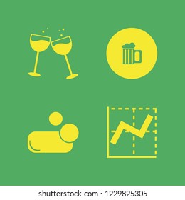 bar icon. bar vector icons set graph, glasses wine, soap and beer glass