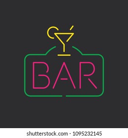 Bar icon, vector illustration design. Neon logo collection.