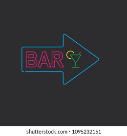 Bar icon, vector illustration design. Neon logo collection.