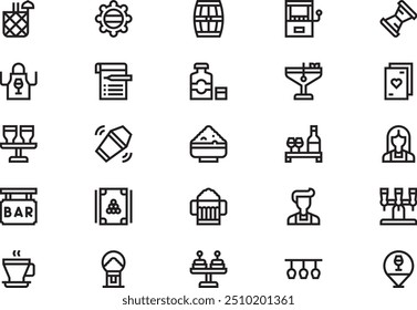 Bar icons collection is a vector illustration with editable stroke.