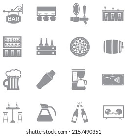 Bar Icons. Gray Flat Design. Vector Illustration.
