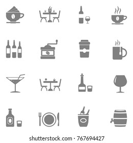 Bar Icons. Gray Flat Design. Vector Illustration. 